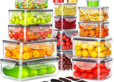 40 PCS Food Storage Containers with Lids Airtight (20 Containers & 20 Lids), Plastic Storage Meal Prep Container-Stackable 100% Leakproof & Microwave Organization and Storage Sets, Lunch Containers